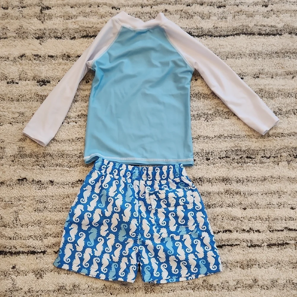 Flap Happy Boys Rashguard Swim Set Size 4 New W Tags